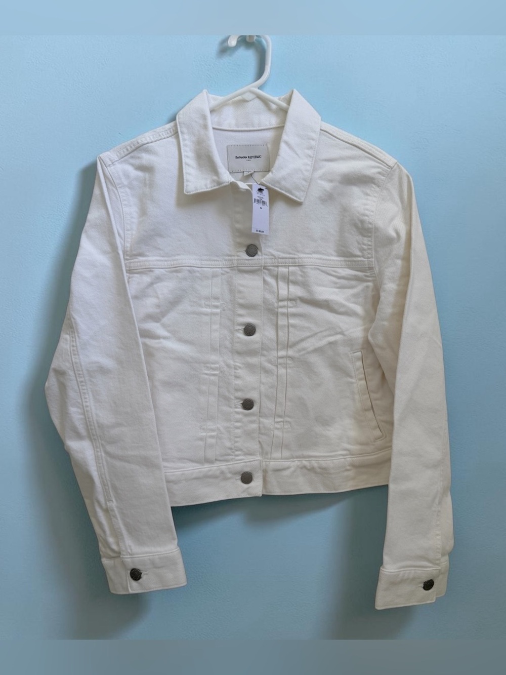 Banana Republic Cotton Denim Trucker Jacket White Women’s Medium $140 NWT
